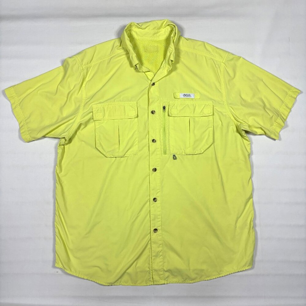 Guide Series Mens XL Yellow Vented Short Sleeve Outdoor Fishing Button Shirt